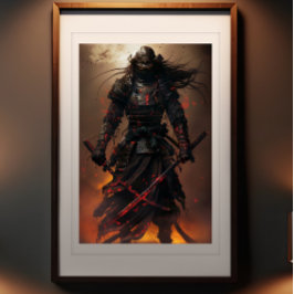 Samurais Eclipse - Enigmatic Warrior Art Print Fototryck