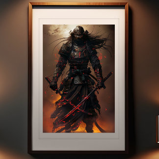 Samurais Eclipse - Enigmatic Warrior Art Print Fototryck