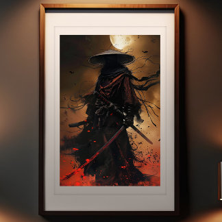 Samurais Eclipse - Enigmatic Warrior Art Print Fototryck