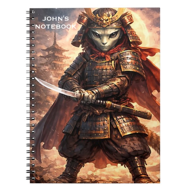 Samuraj Alien Fantasy Barn Och Ungdomar Anteckningsbok (Framsidan)