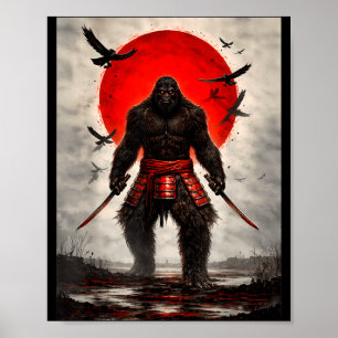 Samuraj Bigfoot Japansk Vintage Grafisk Konst Roli Poster
