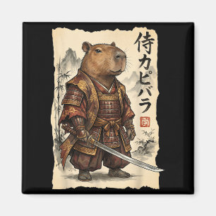 Samuraj Capybara Japansk Konst Vintage Grafisk Rol Magnet