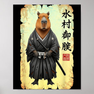 Samuraj Capybara Japansk Konst Vintage Grafisk Rol Poster