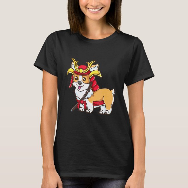 Samuraj Corgi Halloween Corgi T Shirt (Framsida)