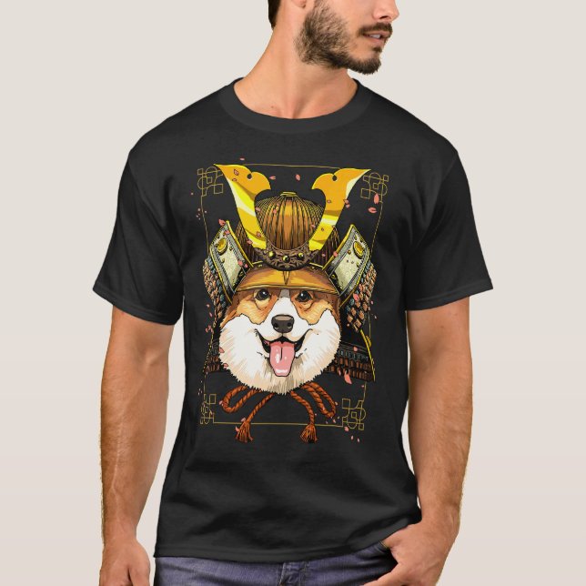 Samuraj Corgi Hund Krigare Samuraj Corgi T Shirt (Framsida)