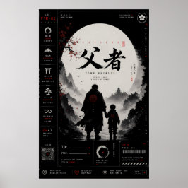 Samuraj Fader Son Japansk Postertryck Poster