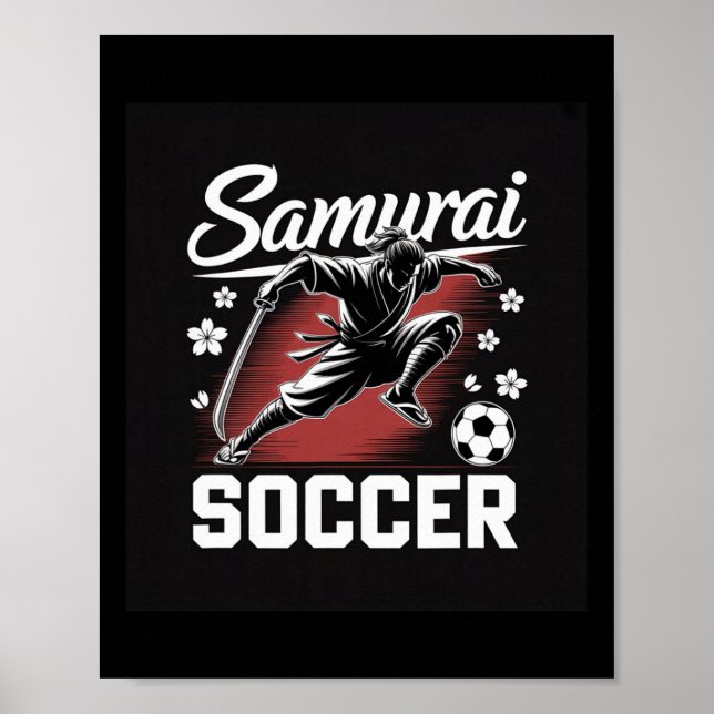 Samuraj Fotboll Krigarkämpe Fotboll Katana Klinga  Poster (Framsidan)