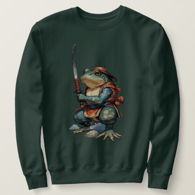 Samuraj Groda Krigare med Katana Lång Ärmad Tröja (Design framsida)