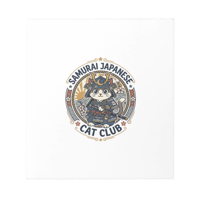 Samuraj Japansk Katt POD Vector Art - Samuraj Japa Anteckningsblock (Framsida)
