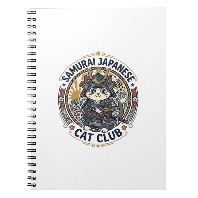 Samuraj Japansk Katt POD Vector Art - Samuraj Japa Anteckningsbok (Framsidan)