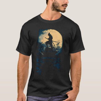 Samuraj Japansk Konst Vintage Krigare Skugga Sol T Shirt