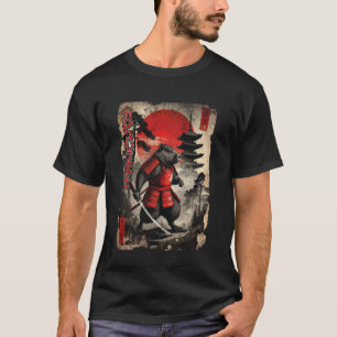 Samuraj Japansk Ukiyo-e Konst Vintage Grafik Rolig T Shirt
