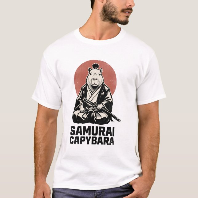 Samuraj Kapybara Rolig Japansk Estetik Anime T Shirt (Framsida)
