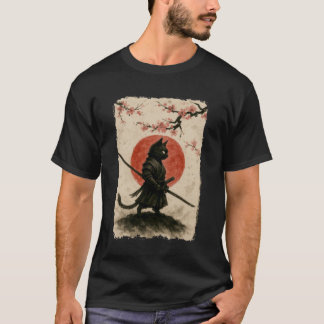Samuraj Katt Bushido Vintage Ukiyo E Japansk Graf T Shirt