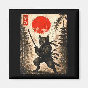 Samuraj Katt Japanska Mäns Pojkar Barn Grafisk Ani Magnet