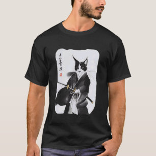 Samuraj Katt Vintage Japansk Ukiyo e Krigare Konst T Shirt