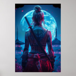 Samuraj-krigare med katana - Japansk kultur Poster