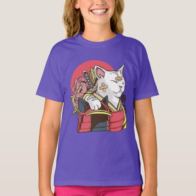 Samuraj Krigarkatt T Shirt (Framsida)