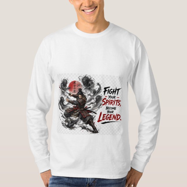 Samuraj Krigarkrig Motivations Affisch Herrar T Shirt (Framsida)