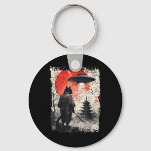 Samuraj Ninja Katt Krigare Sumi-e Ufo Ukiyo-e Sci  Nyckelring