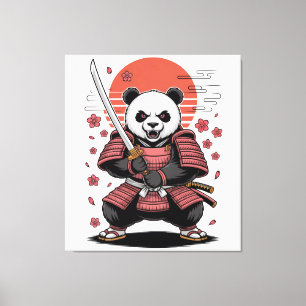 Samuraj Panda Björn Utsträckt Canvastryck