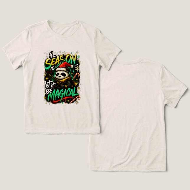 Samuraj Panda Jul Magi Höjd Gatu stil T Shirt (Design fram och bak)