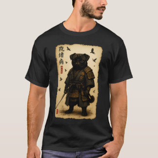 Samuraj Pug Krigare Japansk Stil Hund Illustration T Shirt