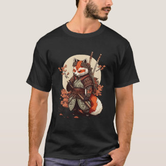 Samuraj Räv Krigare Japansk Ninja Räv Kawaii T Shirt