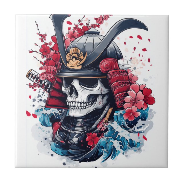 Samuraj Skull Warrior Kakelplatta (Framsidan)