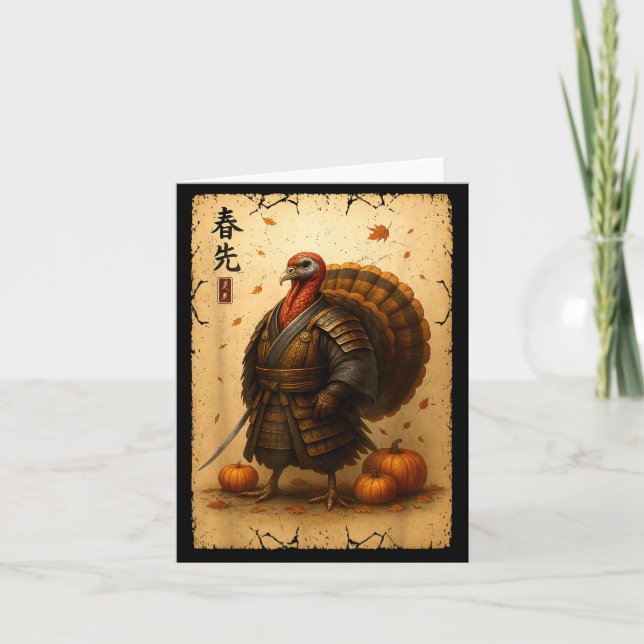 Samuraj Turk Thanksgiving Japansk Krigare Anime Kort (Framsida)