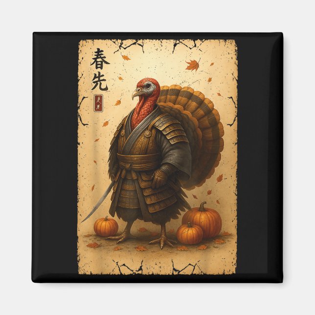 Samuraj Turk Thanksgiving Japansk Krigare Anime Magnet (Framsidan)