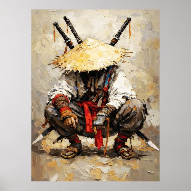 Samuraj Vila Palettkniv Orange Impasto Poster (Framsidan)