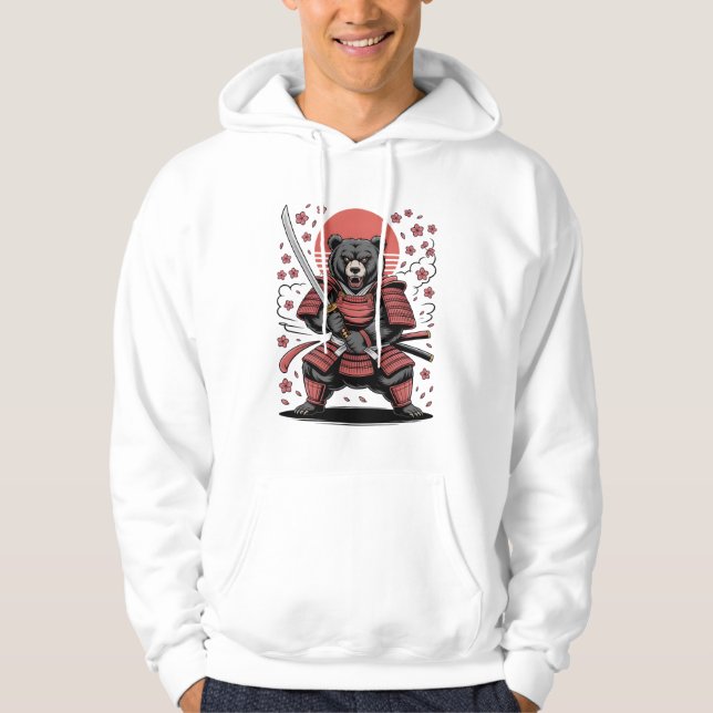 Samurajbjörn herrtröja hoodie (Framsida)