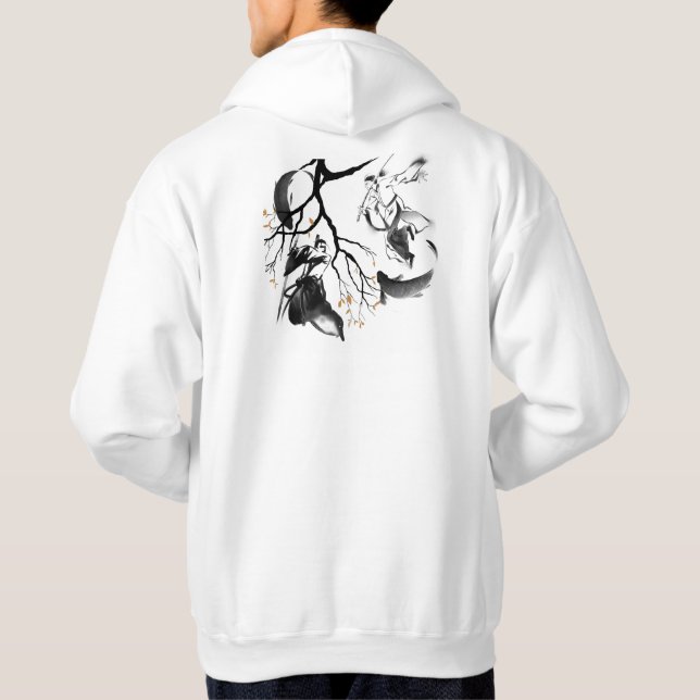 Samurajduell & Koi-fisk: Zen Sumi-e-konst Hoodie (Baksida)