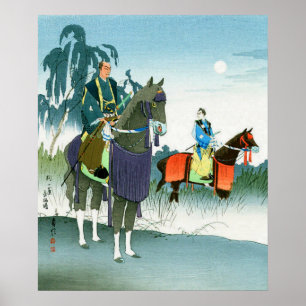 Samurajer på hästar Hasegawa Sadanobu III 1950-tal Poster