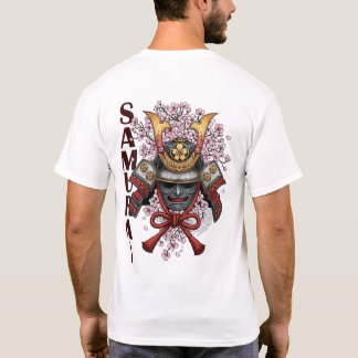 Samurajhjälm Blommande Blomma T-Shirt – Japansk Kr