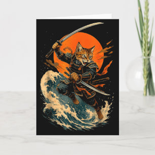 Samurajkatt Japansk Vintage Ukiyo-e Katt Anime Gif Kort