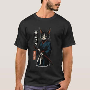 Samurajkatt Vintage Ukiyo E Krigarkonst Grafisk Ca T Shirt