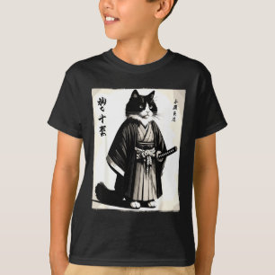 Samurajkatt Vintage Warrior Japansk Anime T Shirt