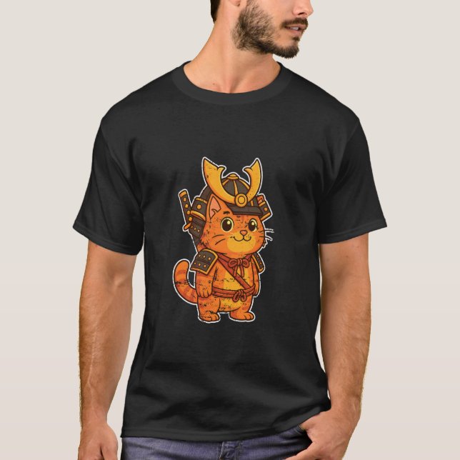 Samurajkatte orange rustning t shirt (Framsida)