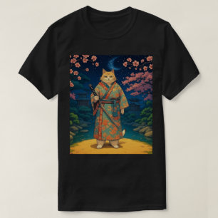 Samurajkatten i en Kimono T Shirt