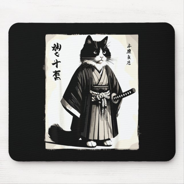 Samurajkatten Vintage Warrior Japansk Anime  Musmatta (Framsidan)