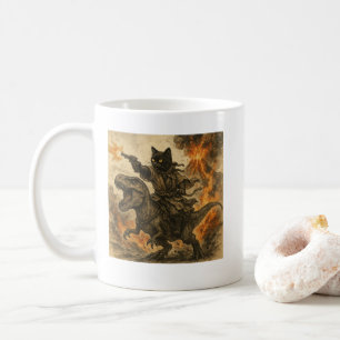 Samurajkatthästen Ridande Dinosaurie i Vulkanutbro Kaffemugg