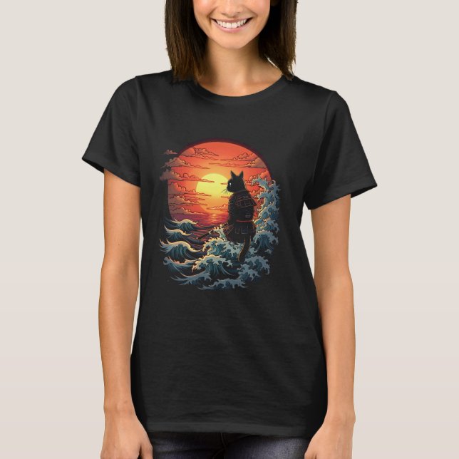 Samurajkattsolnedgång T Shirt (Framsida)
