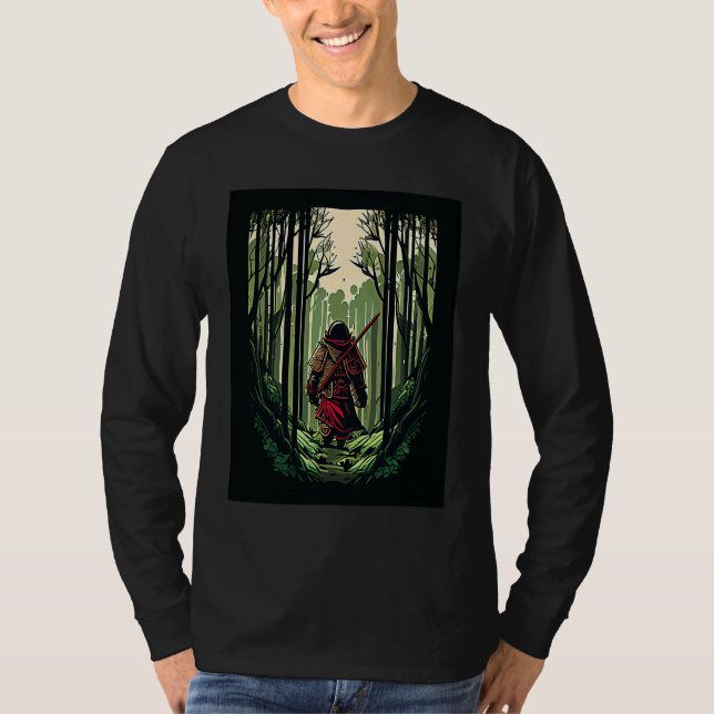 Samurajkrigare med svärd datorspel stil Bambu T Shirt (Framsida)