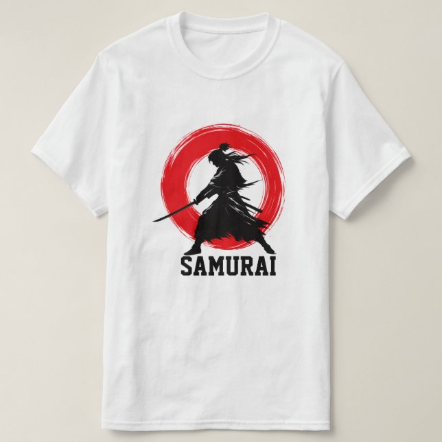 Samurajkrigare Minimal Röd Cirkel T-shirt (Design framsida)