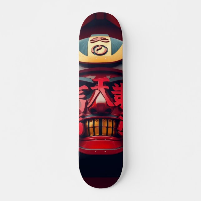 Samurajmask Mini Skateboard Bräda 18,5 Cm (Framsida)