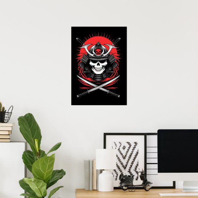 Samurajskalle Uppgående Sol Krigare Konst Poster (Hemmakontoret)