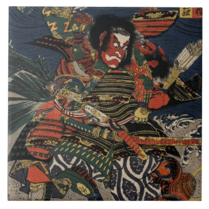 Samurakrigarna Tadanori och Noritsune Kakelplatta