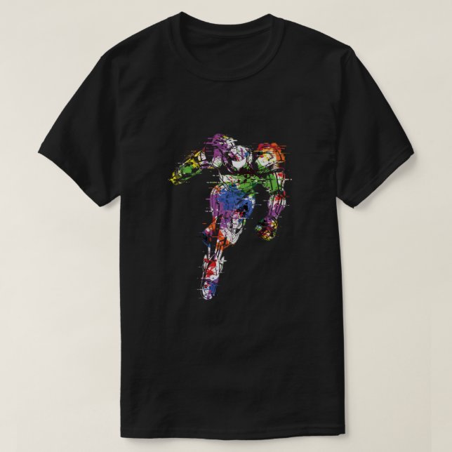 Samus Aran - Går med slaget! Metroid [Glitch Rem] T Shirt (Design framsida)